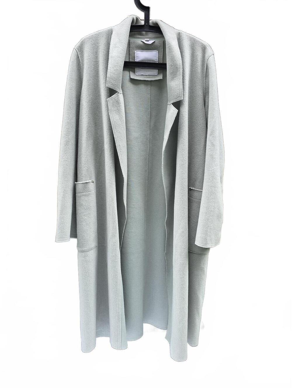 Sosken Studios Bella Brushed Knit Duster Coat - Muted Sage Green Wool Blend XL